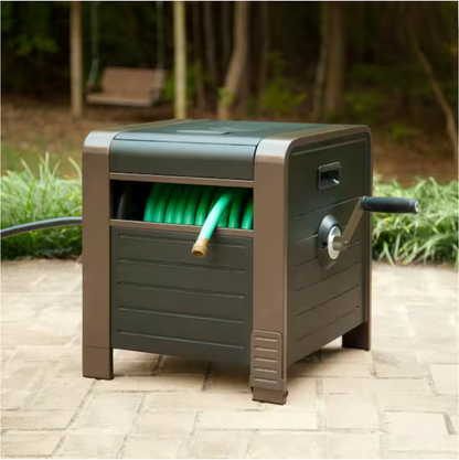 200 ft. Bronze Steel Elegant Hose Box Garden Hose Reel