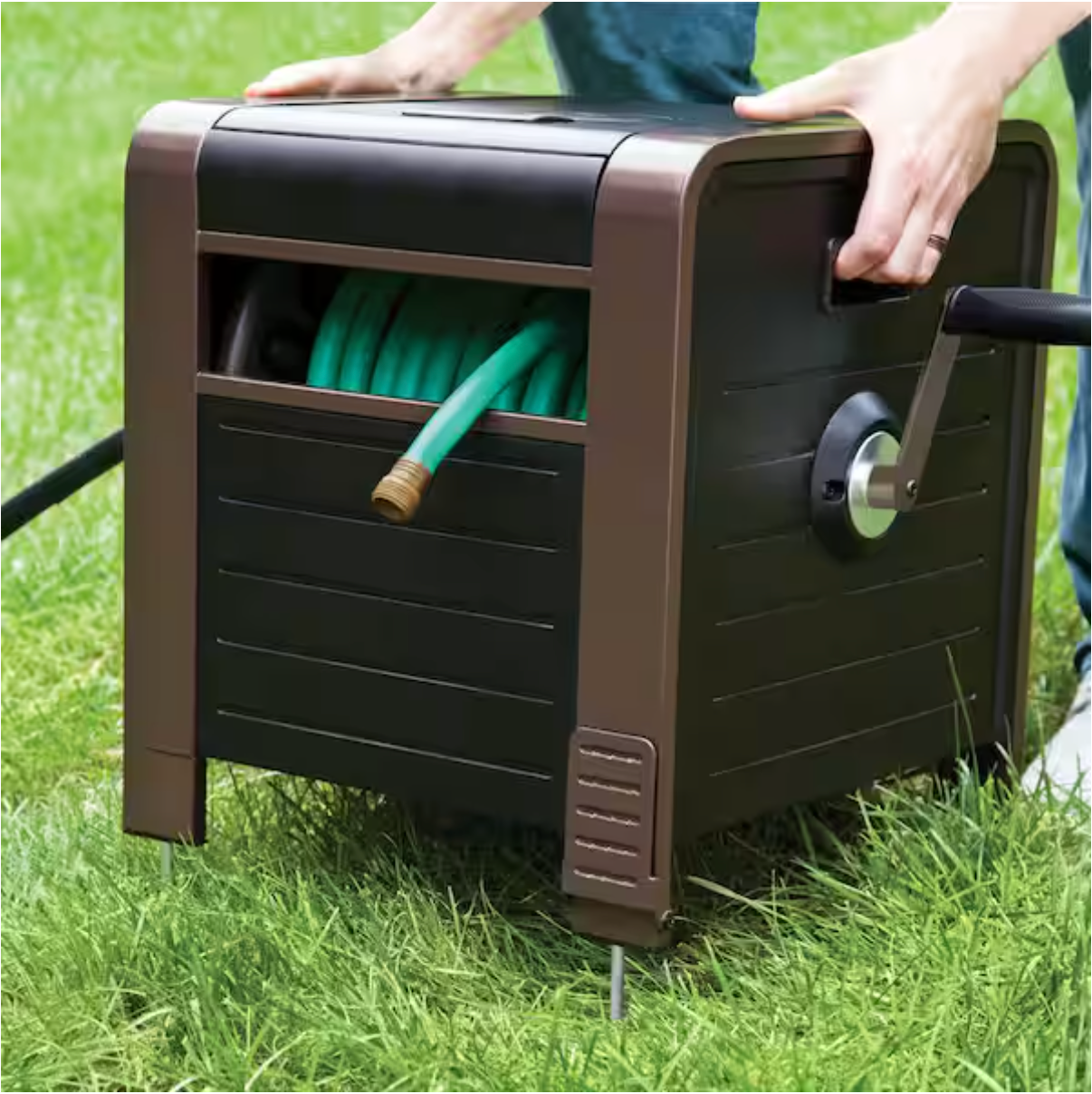 200 ft. Bronze Steel Elegant Hose Box Garden Hose Reel