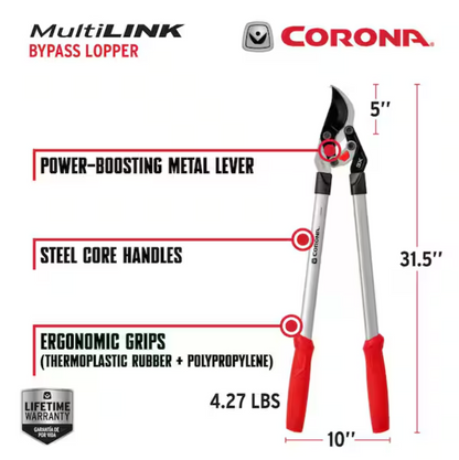 Multi-Link 1 - 3/4 in. Cut Capacity High Carbon Steel Blade Bypass Lopper (Fixed Handle)