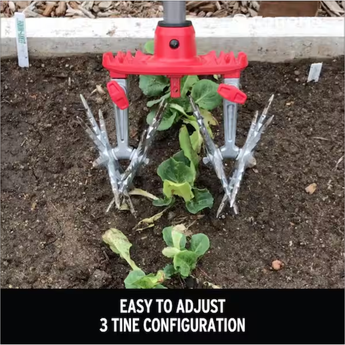 MAX DiscCULTIVATOR Adjustable 6.5 in. Steel Tines with Red Comfort Grip Garden Disc Cultivator
